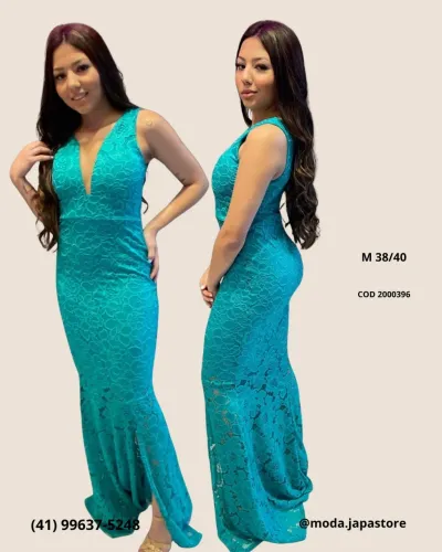 Vestido de festa longo verde e azul M ou G NOVOS