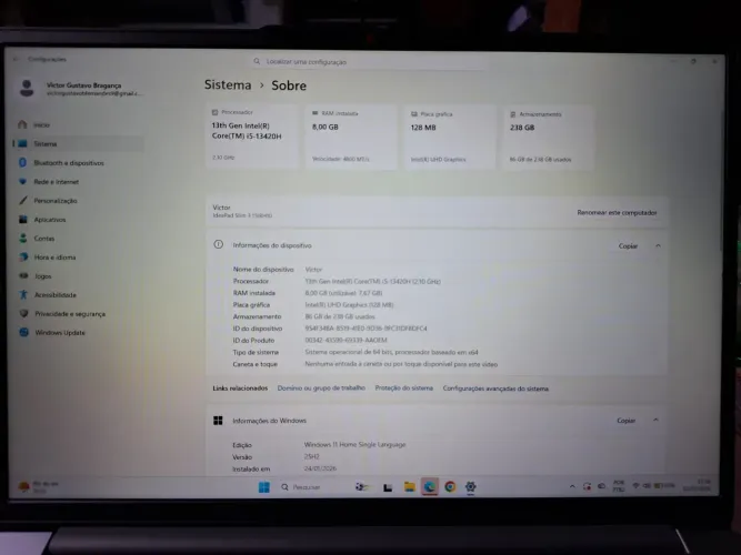 Notebook Lenovo IdeaPad Slim 3 i5 13ª Geração 8GB 256GB