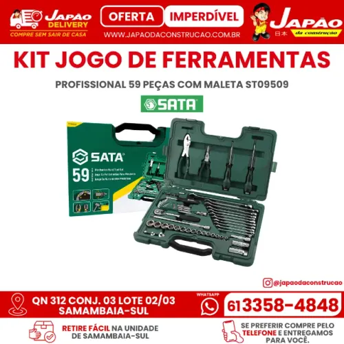 Kit Jogo de Ferramentas Profissional 59 Peças com Maleta Sata ST09509