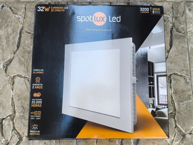 Luminária Spotlux LED de Embutir - 32W | 3200 Lumens