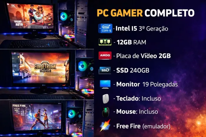 ? PC Gamer i5 + 12GB RAM + SSD + Placa de Vídeo + Monitor