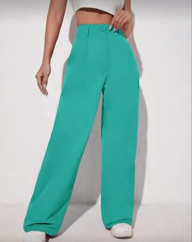 Calça social de Alfaiataria Wide Leg verde água | Shein
