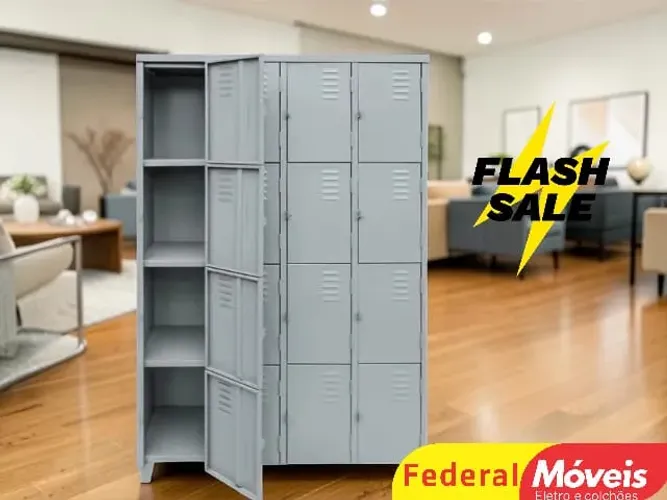 Armário de aço 16 Portas Chapa 1,96x1,23x0,36 - Mega Oferta!