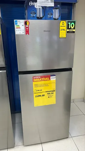 Geladeira hisensi 379 litros inverter inox FOSS free
