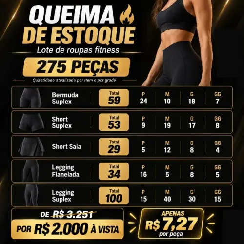 Lote completo de roupas fitness 275 peças