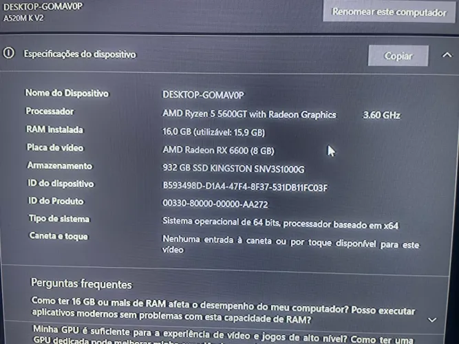 VENDO PC GAMER APENAS 6 MESES DE USO