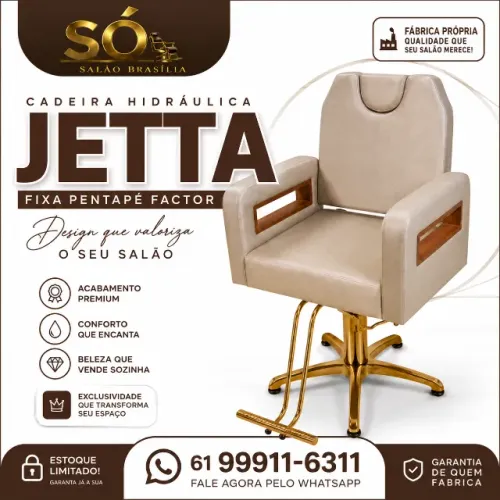 Cadeira Hidráulica Jetta Fixa Pentapé Factor | Móvel para Salão de Beleza Premium