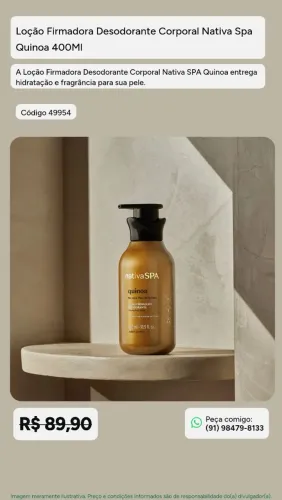 LOÇÃO HIDRATANTE NATIVA SPA QUINOA 400ML DO BOTICÁRIO.