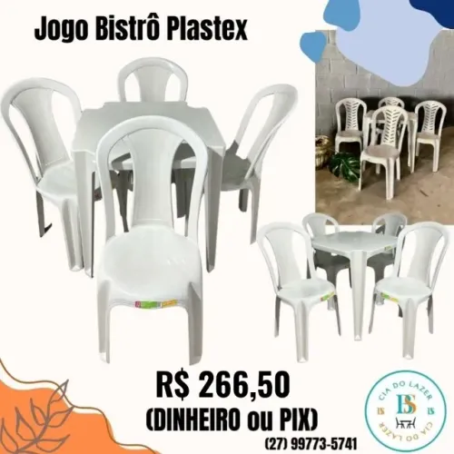 Jogo Mesa com 4 Cadeiras Bistrô Plastex