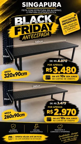 Mesa de alumínio ripado 