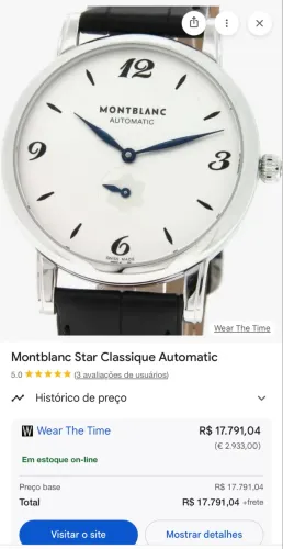 Relógio Montblanc Star Classique 107073 automático novo