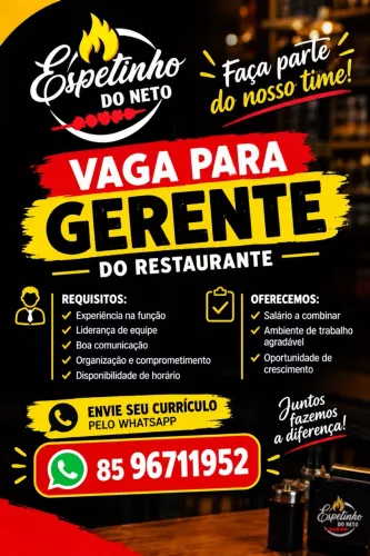 Vaga para gerente operacional de restaurante