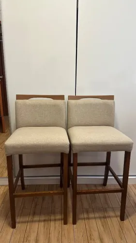 Kit Banquetas altas estofadas linho