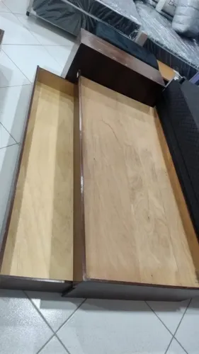 Cama Solteiro de Madeira c/ Auxiliar e Baú