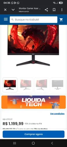 Monitor Gamer 24 nitro acer 165hz 0.5ms