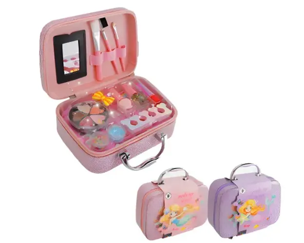Kit Maquiagem E Unhas Make Up Series Sereia Maleta Glitter