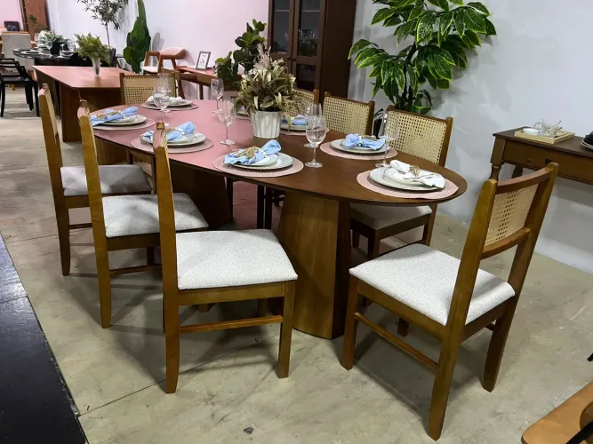 Mesa de Jantar Prime Orgânica com 08 cadeiras 2.40x1.30
