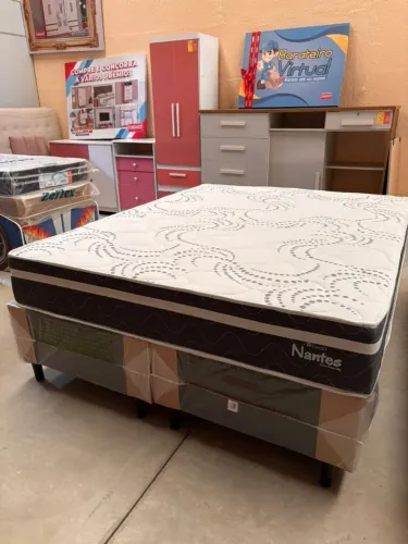 CAMA BOX QUEEN 158X198 BASE+COLCHÃO