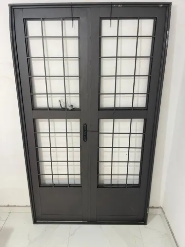Porta dupla de aço no zarcão cinza 