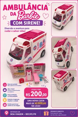 Ambulância da Barbie - Brinquedo Barbie