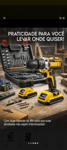 Parafusadeira 48v cm 2 Baterias Recarregáveis Maleta Mandril 10mm Torque 32 n.m Variável 
