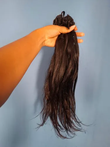 Cabelo 55 cm - 6 telas Castanho escuro liso ondulado