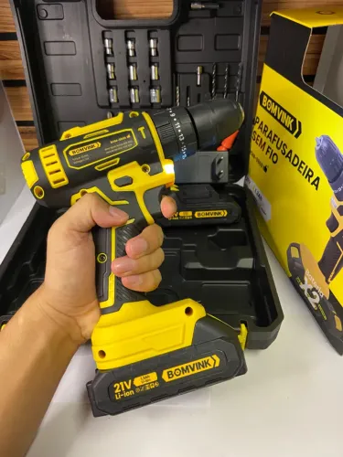 Parafusadeira Furadeira sem Fio + 2 Baterias 21V 1.3 Ah + Carregador - BOM-9969 BomVink an