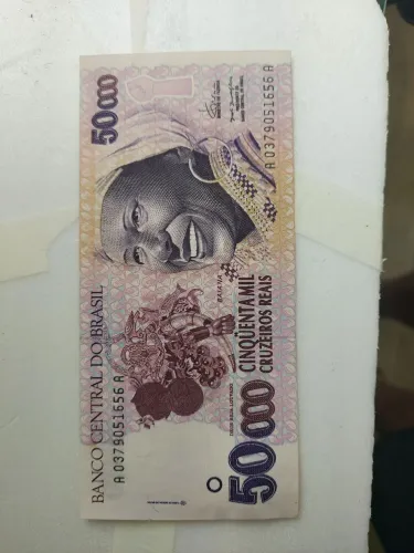 Cédula 50000 cruzeiros reais "baiana" flor de estampa