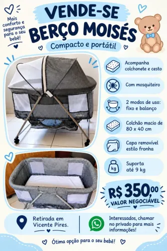 Berço portátil com colchão 