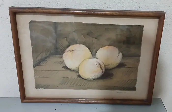 Quadro Natureza-Morta Frutas Com Moldura de Madeira