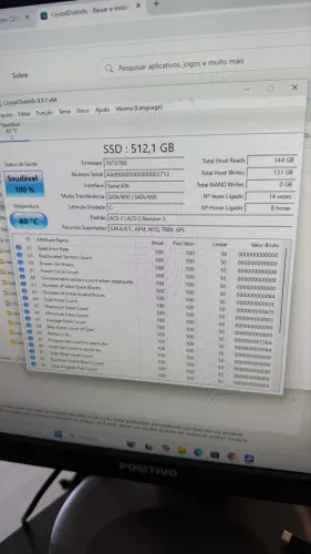 HD SSD 512GB - Marca: KUNUP - Usado - poucas horas de uso