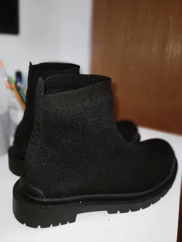 Bota Meia Feminina Tratorada Knit John Hartz Preta Tam 39