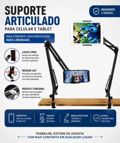 Suporte articulado de metal