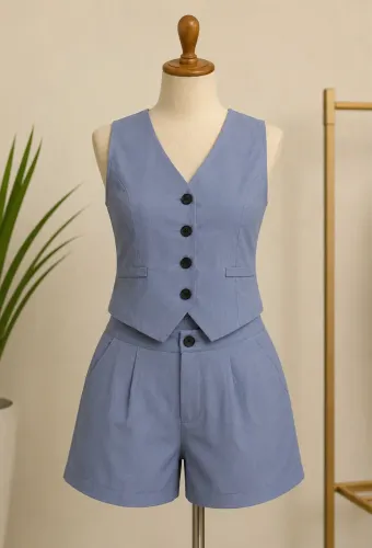 Colete e short alfaiataria (conjunto)