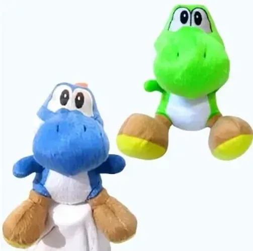 Pelúcia yoshi dupla azul e verde