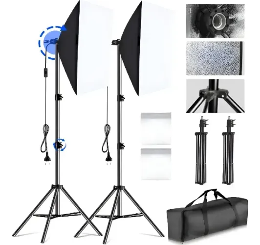 Kit Foto E Vídeo Softbox Duplo Iluminação Tripé 2m