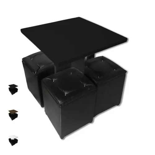 Mesa com 3 Puffs Baú Corino