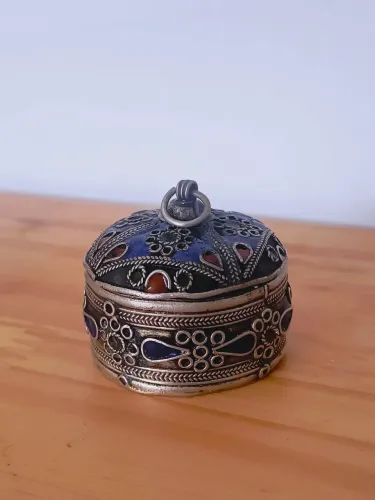 Antigo porta jóias em PRATA 925 da Argélia belíssimo raro colecionador antiquário antigo 