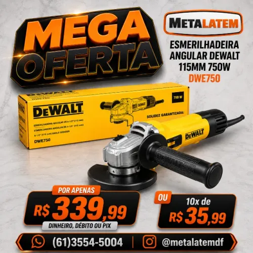 Esmerilhadeira Angular DeWalt 115mm 750W DWE750