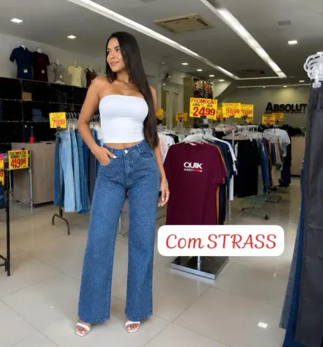 Calça WidLeg Strass