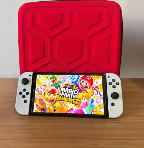 Nintendo Switch OLED Branco + Case Oficial + Acessórios | Ótimo Estado