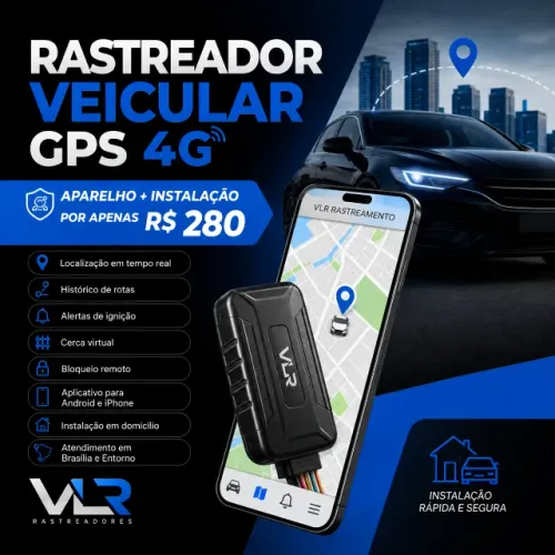 GPS Veicular 4G Instalado | R$ 280