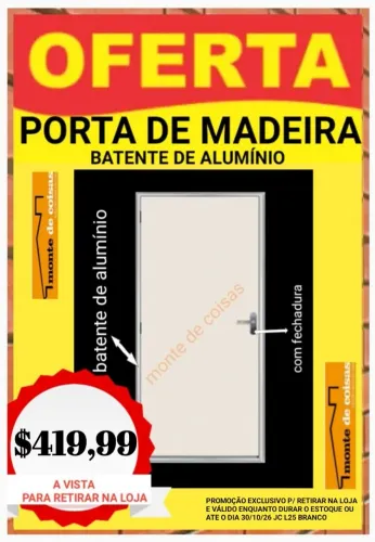 PORTA MADEIRA BRANCO C/ BATENTE DE ALUMÍNIO BRANCO
