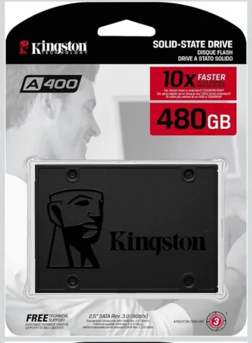 SSD Kingston A400, 480GB, Sata III, Leitura 500MBs Gravação 450MBs, SA400S37/480G