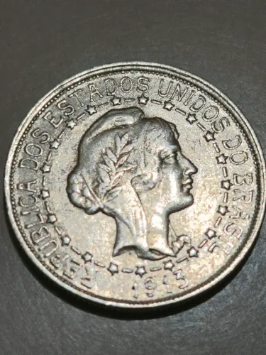Moeda 1000 réis 1913 estrelas ligadas prata 900