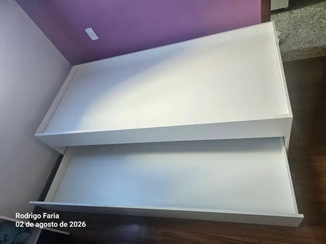 Bicama solteiro MDF Branca 1,98 x 0,90 x 0,50