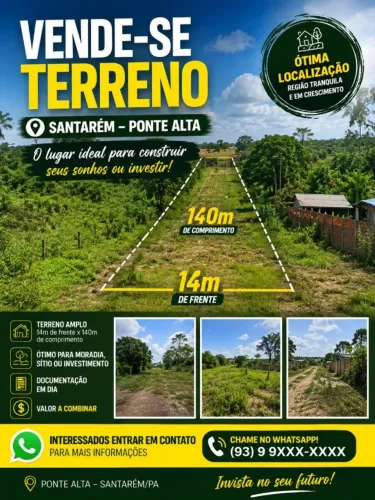 Terreno na Ponte Alta medindo 14 por 140
