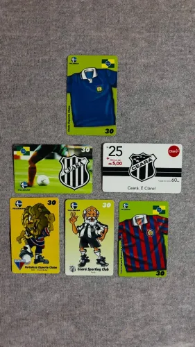 Lote 6 Cartões Telefônicos Futebol Cearense - Ceará Sporting + Fortaleza Esporte Clube - M