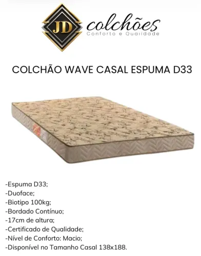 Colchão Casal Wave Espuma D33 Suporte 100kg À Pronta Entrega
