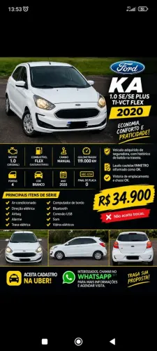 Ford KA 1.0 Se/se Plus Tivct Flex 5P 2020